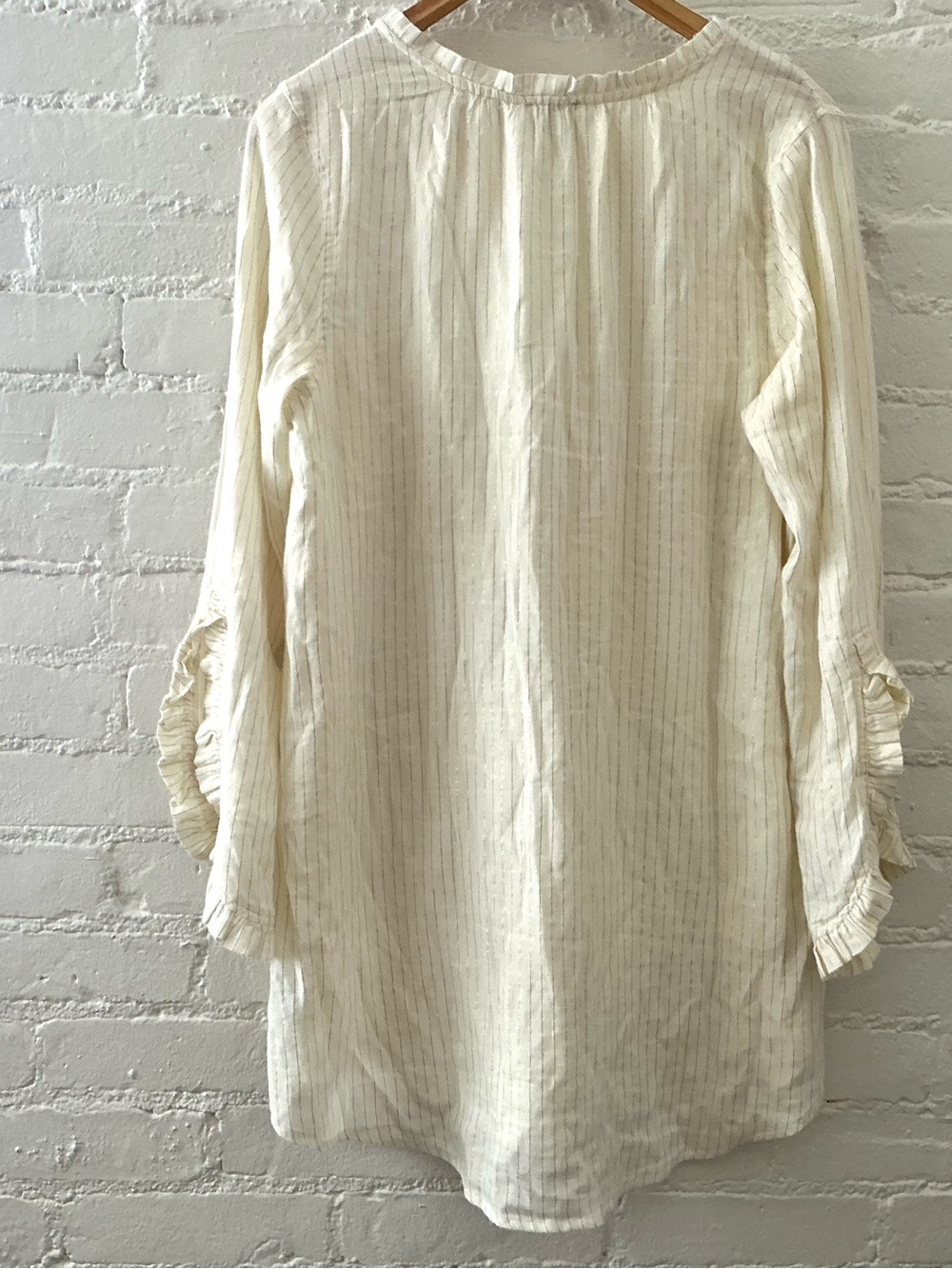Aerie Flowy Ruffled Tunic Top Blouse Cream Coquette Feminine Festival Fairy Boho - Picture 6 of 11